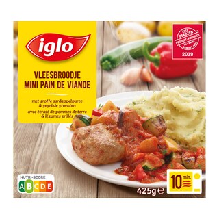 Iglo | Vleesbroodje met puree en gegrilde groenten 