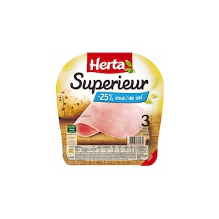 Herta | Superieur Ham -25% zout| 3 sneden 