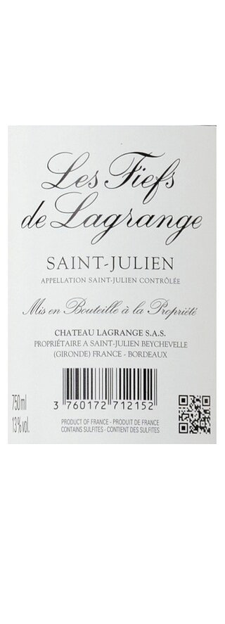 FR BORDEAUX SAINT JULIEN | 6X75 LES FIEFS LAGRANGE 13R | Caisse Bois 