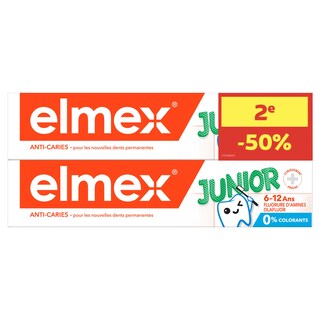 Elmex | Dentifrice | Junior | 6-12 ans | 2x75ml | Promopack 2e50% 