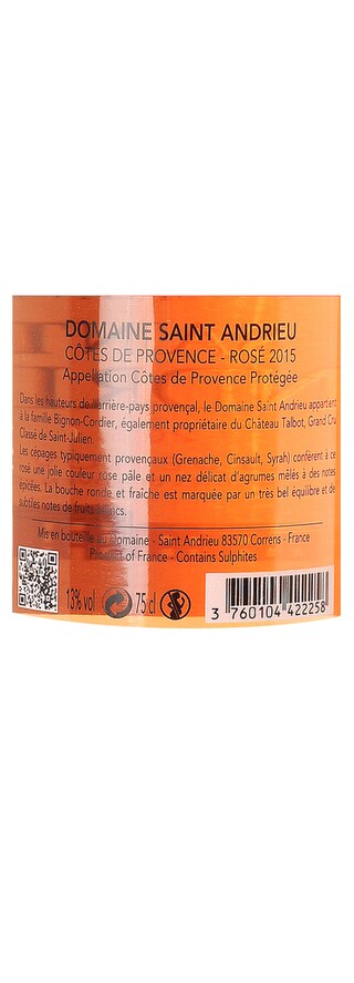 France - Frankrijk | Provence - Côtes de Provence | Domaine de Saint Andrieu 2015 Rosé 