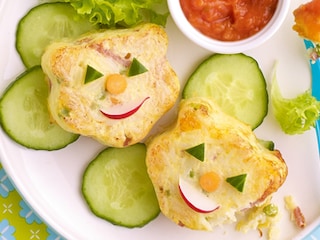 Petits gâteaux de riz au jambon et aux légumes