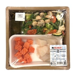 Delhaize | Wok | Saumon, Cabillaud | Sauce Jardinière 