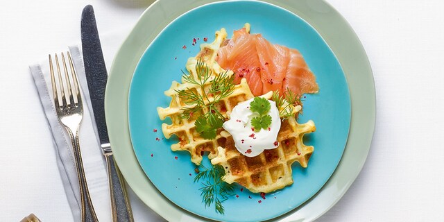 Wafels met zalm