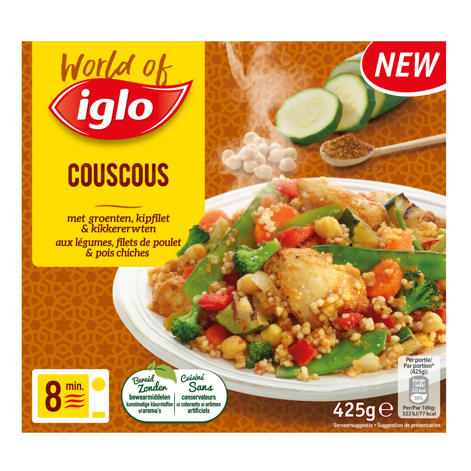 Iglo Couscous, kikkererwten en kipfilet 425 gr Delhaize