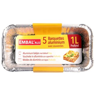EMBAL'alu | Barquettes Aluminium | 1L | Avec Couvercles | 5st 
