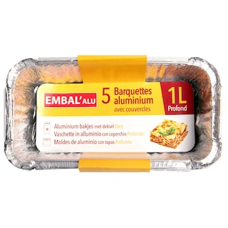 EMBAL'alu | Barquettes Aluminium | 1L | Avec Couvercles | 5st 