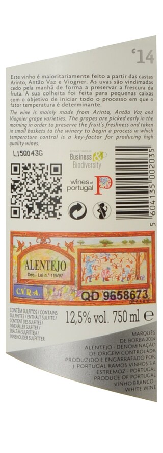 Portugal | Alentejo DOC | Marques Borba Wit 