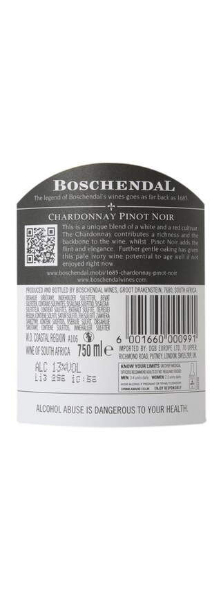 South Africa | Coastal Region | Boschendal 1685 Pinot Noir Chardonnay 2013 