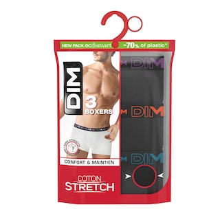 Dim | Paris | Boxer Coton Stretch |  cassis/orange/blauw | T3 