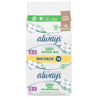 Always | Cotton | Serviettes | Long | 2-pack 18 pc