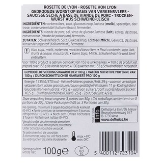 Delhaize | Rosette de pur porc | Tranches 