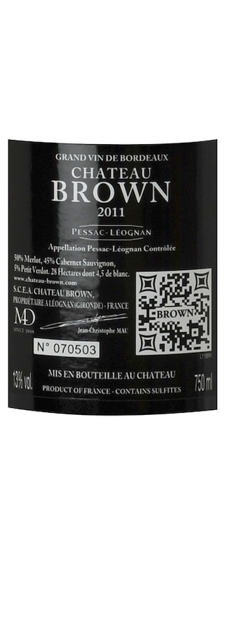FR BORDEAUX PESSAC LEOGNAN | CHATEAU BROWN 2011 