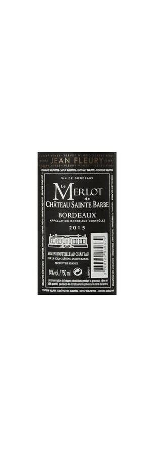 France - Frankrijk | Bordeaux - Bordeaux | Château Ste Barbe Merlot 2015 J. Fleury 