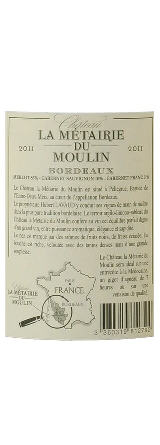 FR BORDEAUX BORDEAUX AC | Château Metairie du Moulin 2011 