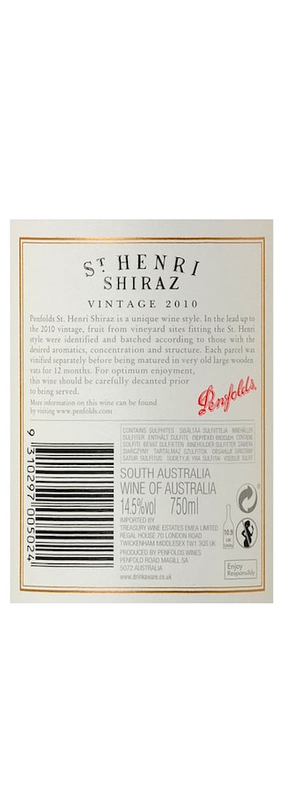 Australie - Australië | South Eastern | Penfolds St Henri Shiraz 2010 Rouge 
