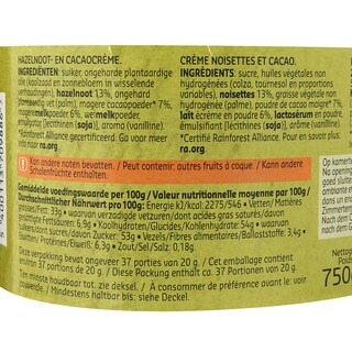 Delhaize | Smeerpasta | Hazelnoot 750 gr