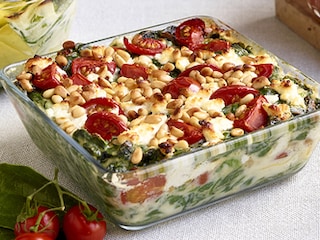 Vegetarische lasagne met spinazie en geitenkaas