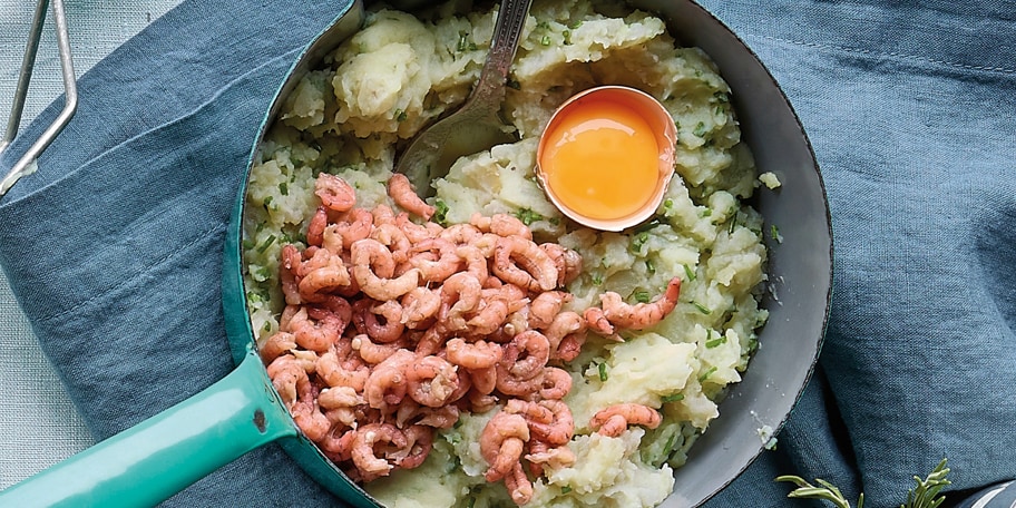 Stoemp de topinambours aux crevettes grises