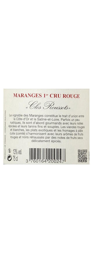 FR BOURGOGNE COTE DE BEAUNE | Bourgogne - Côte de Beaune | Maranges er Cru Clos Roussots 2014 Rouge 
