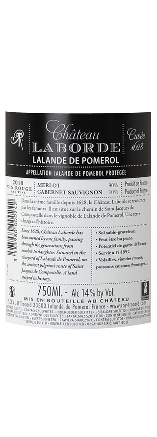 FR BORDEAUX POMEROL | Château Laborde Cuvée 1628 2010 