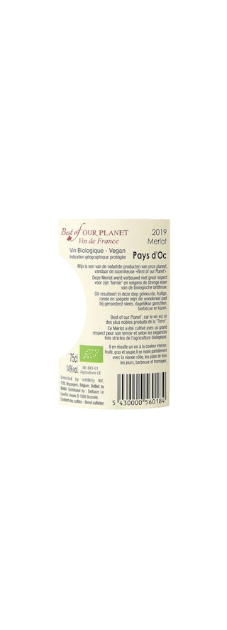 France - Frankrijk | Midi de la France - Oc IGP | Best Planet Merlot Rood 2019| Bio 