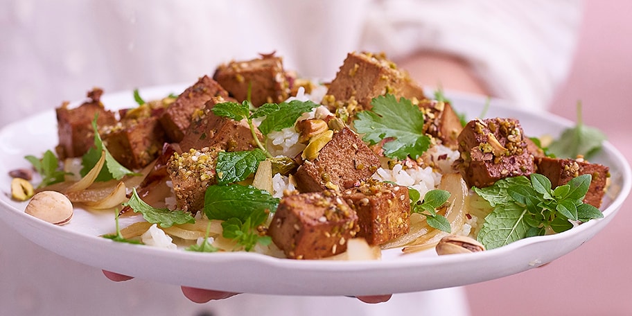 Tofu caramélisé et riz sauté