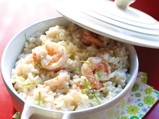 Risotto met kokosmelk en scampi