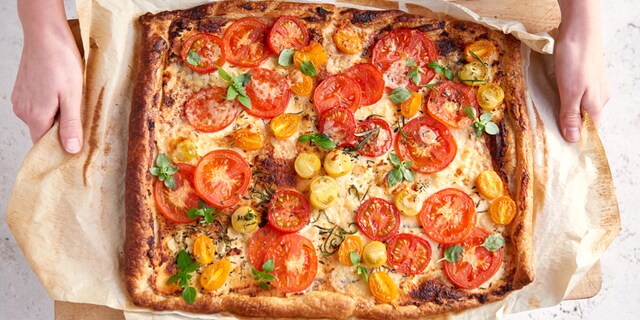 Tarte aux tomates multicolores