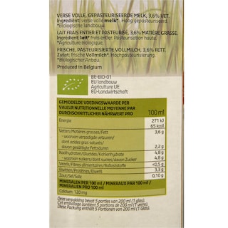 Delhaize | Bio | Lait | Frais | Entier | Bio 