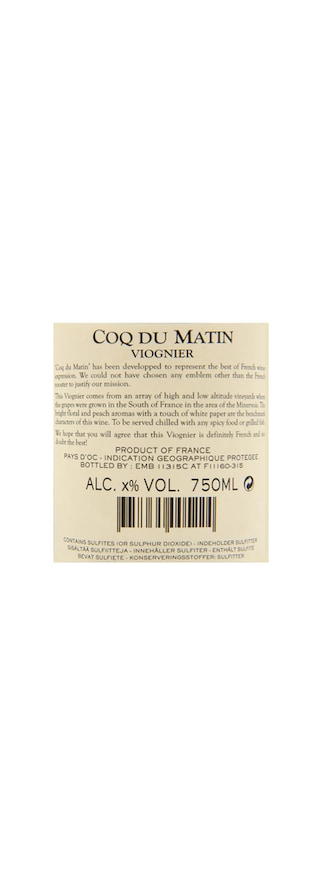 France - Frankrijk | Midi de la France - Oc IGP | Coq Du Matin IGP D'Oc Viognier 18 