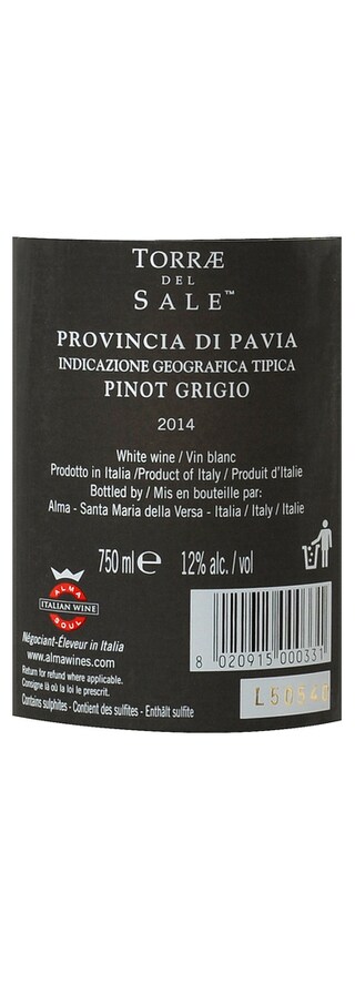 Italie - Italië | Lombardia IGP | Torrae del Sale Pinot Grigio Blanc 