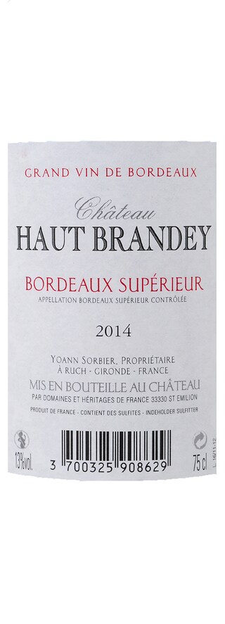 France - Frankrijk | Bordeaux - Bordeaux Superieur | Château Haut Brandey 14 Rouge | Bio 