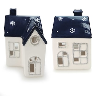 Delhaize | Petite maison en porcelaine | blanc/bleu 