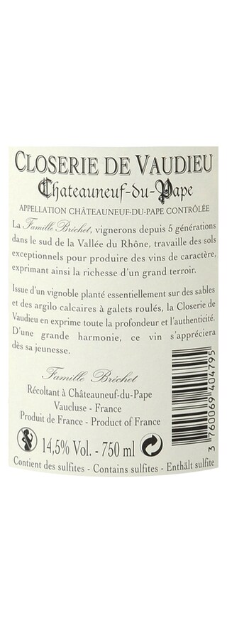 FR RHONE CHATEAUNEUF DU PAPE | Châteauneuf du Pape AOC | Closerie de Vaudieu 2013 Rouge 