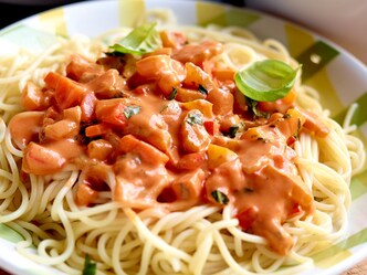 Spaghetti met fijne groenten