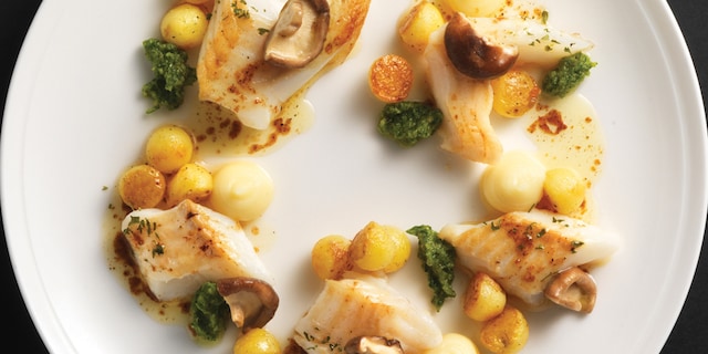 Dos de cabillaud, panais et shiitaké à l'huile de noisette