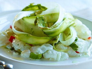 Visceviche en aspergetagliatelle