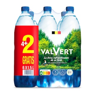 Valvert | Eau minérale | Non pétillante | PET | 4+2 gr. 