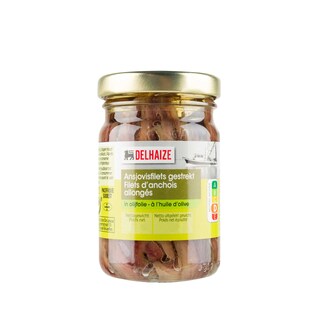 Delhaize | Ansjovis | Reepjes | Gestrekt | Olijfolie 