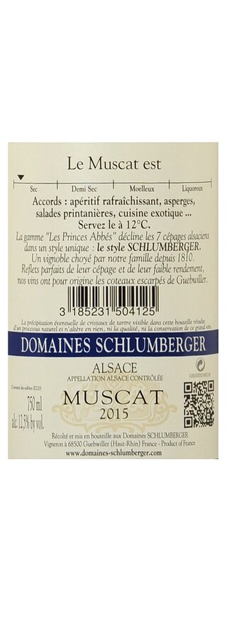 France - Frankrijk | Alsace - Muscat | Schlumberger Muscat Les Princes Abbés 15 Wit 