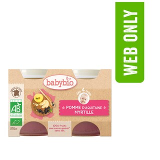 Babybio | Fruit | Myrtilles Pomme | 4M | Bio 2 x 130 gr