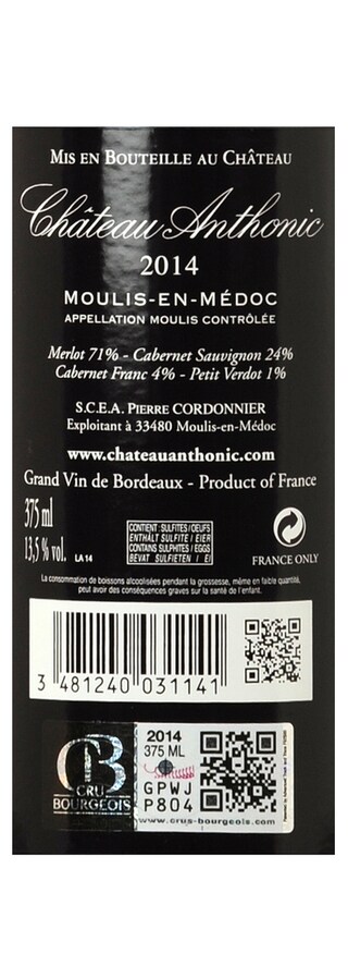 FR BORDEAUX MOULIS EN MEDOC | Château Anthonic 2014 