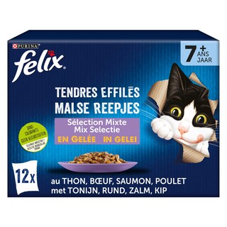 Felix | Tendres Effilés | Aliment Chat | Senior | Gelée | Mixte 12 x 85 gr