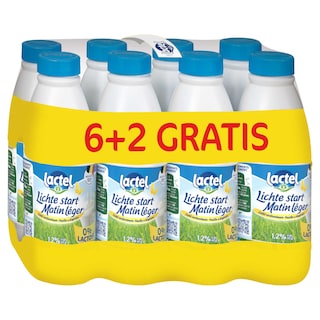 Lactel | Lait | Matin léger | 0% Lactose  | 6+2 