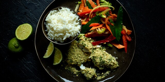 Koolvis met krokant korstje van cashewnoten