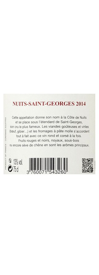 FR BOURGOGNE COTE DE NUITS | Bourgogne - Côte de Nuits | Nuits Saint Georges 2014 Rood 