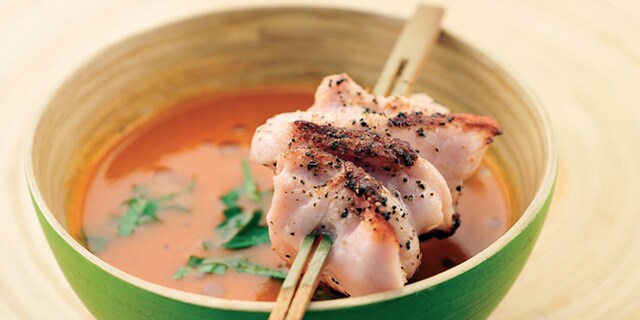 Tomatensoep met varkenssneetjes