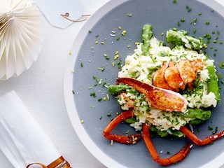 Risotto de homard et d'asperges vertes