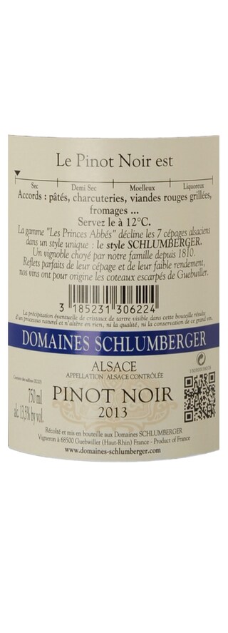 FR ALSACE PINOT NOIR | Pinot Noir AC | Les Princes Abbés Schlumberger 2013 